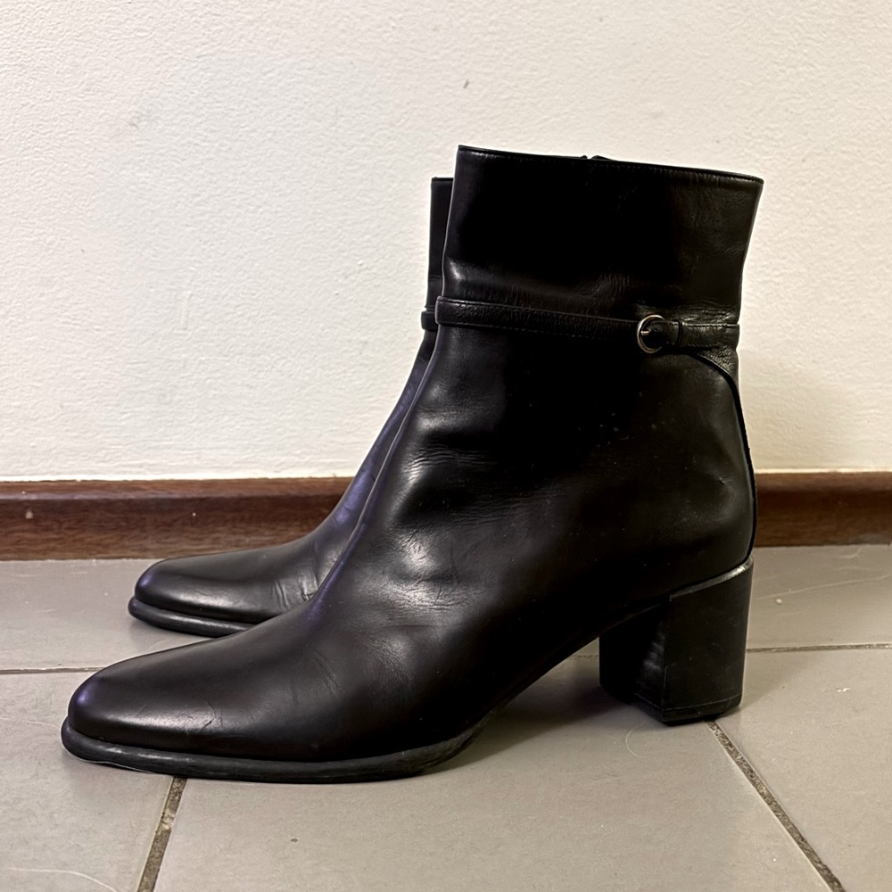 VIA SPIGA Black Leather Heeled Ankle Boots size 9.5